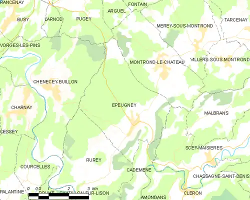 Detailkaart van de gemeente