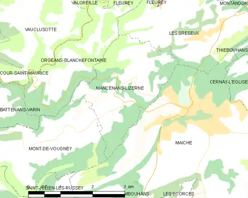 Detailkaart van de gemeente