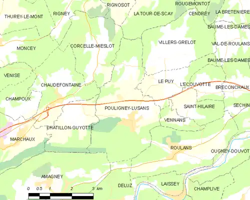 Detailkaart van de gemeente