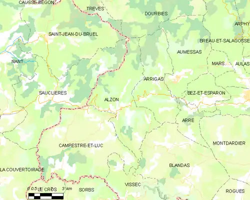 Detailkaart van de gemeente