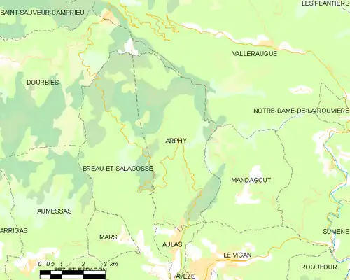 Detailkaart van de gemeente