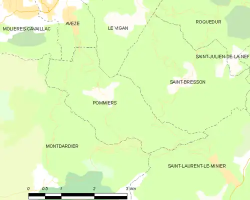 Detailkaart van de gemeente