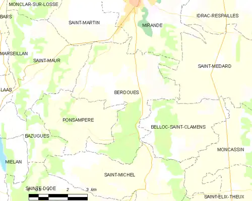 Detailkaart van de gemeente