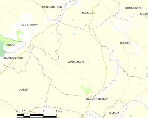 Detailkaart van de gemeente