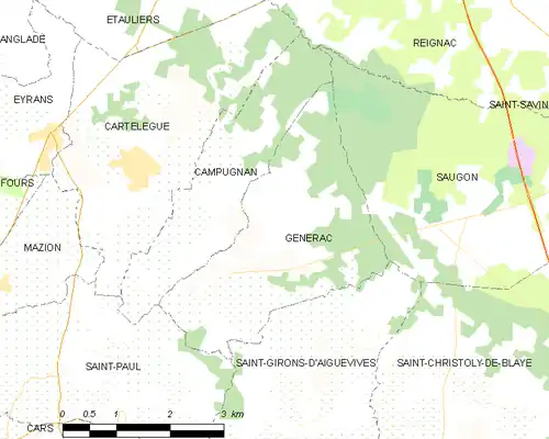 Detailkaart van de gemeente