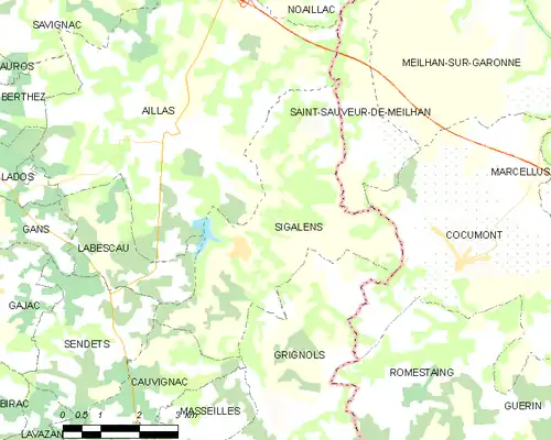 Detailkaart van de gemeente