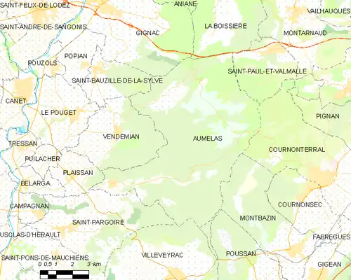 Detailkaart van de gemeente