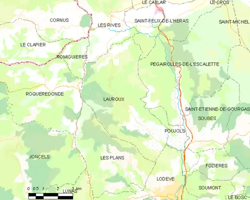 Detailkaart van de gemeente