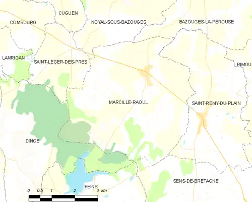 Detailkaart van de gemeente