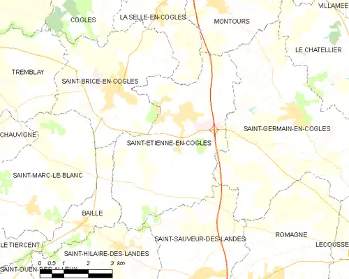 Detailkaart van de gemeente