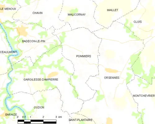 Detailkaart van de gemeente