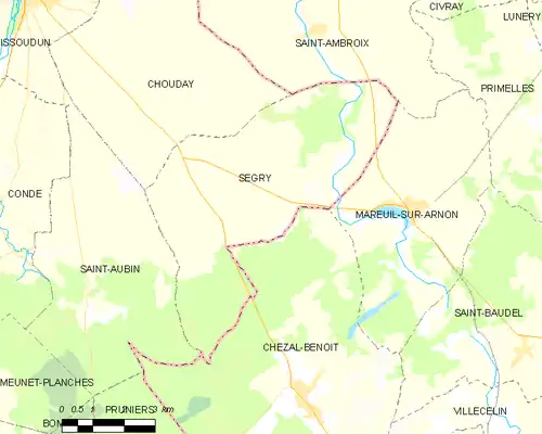 Detailkaart van de gemeente