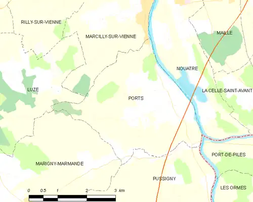 Detailkaart van de gemeente