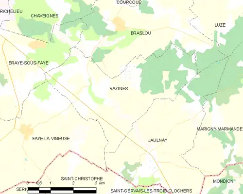 Detailkaart van de gemeente