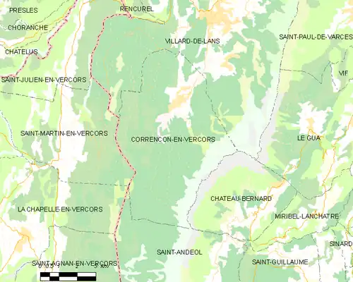 Detailkaart van de gemeente