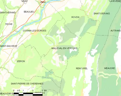 Detailkaart van de gemeente