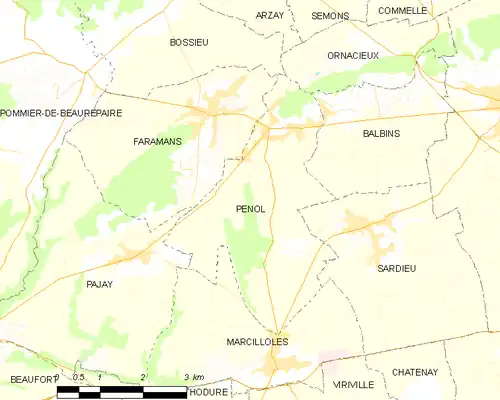 Detailkaart van de gemeente