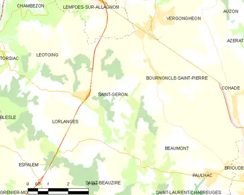 Detailkaart van de gemeente