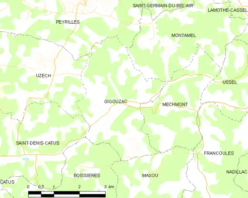 Detailkaart van de gemeente