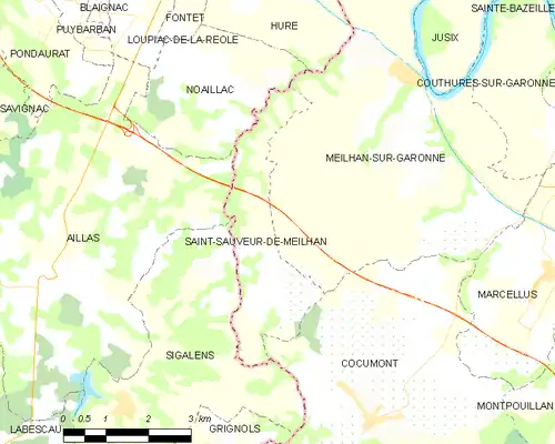 Detailkaart van de gemeente