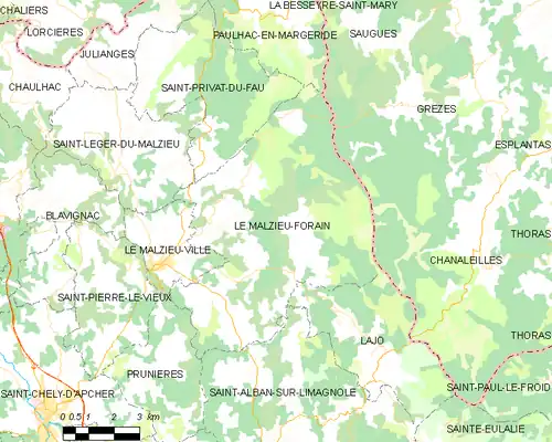 Detailkaart van de gemeente