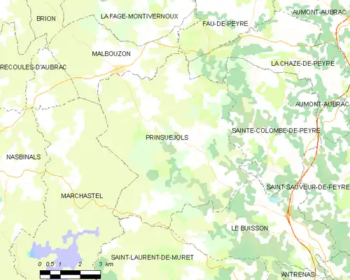 Detailkaart van de gemeente