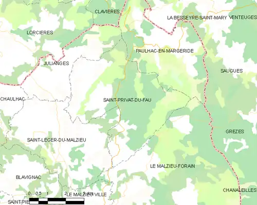 Detailkaart van de gemeente