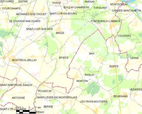 Detailkaart van de gemeente