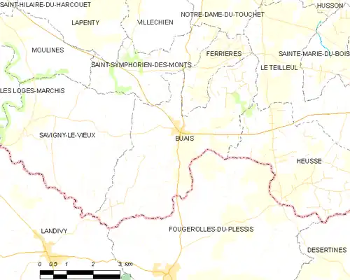 Detailkaart van de gemeente