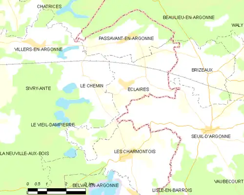 Detailkaart van de gemeente