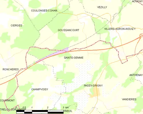 Detailkaart van de gemeente