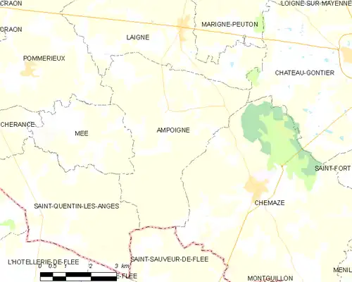 Detailkaart van de gemeente