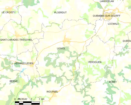 Detailkaart van de gemeente