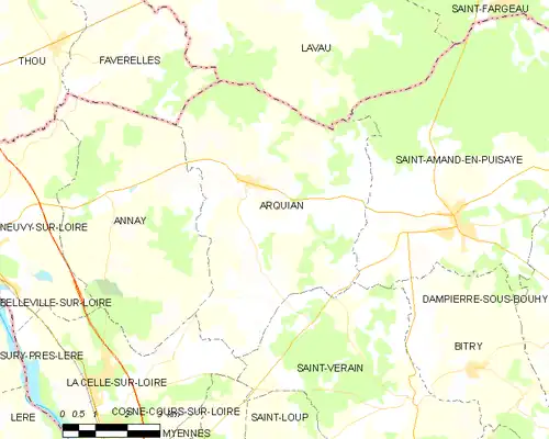 Detailkaart van de gemeente