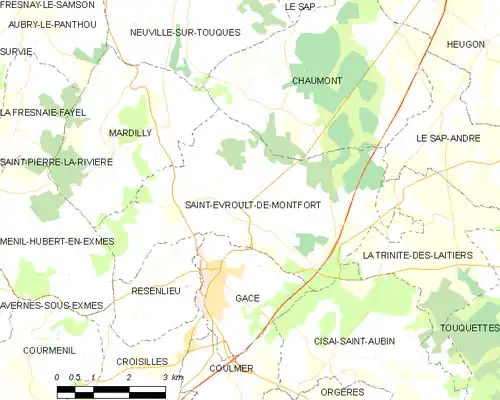 Detailkaart van de gemeente