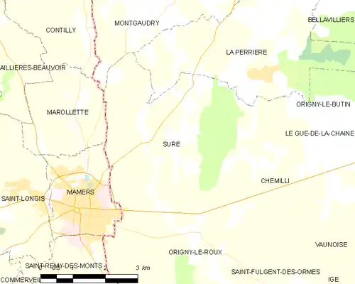 Detailkaart van de gemeente