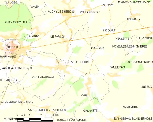 Detailkaart van de gemeente