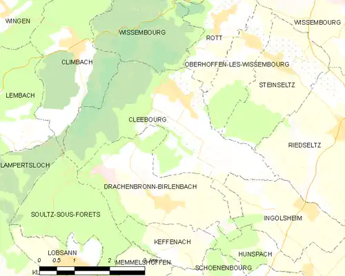 Detailkaart van de gemeente