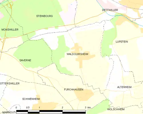 Detailkaart van de gemeente