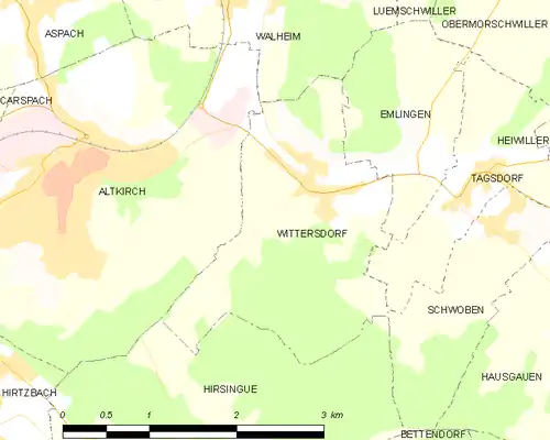 Detailkaart van de gemeente