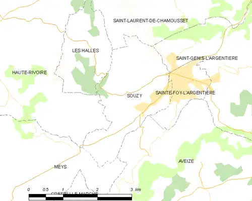 Detailkaart van de gemeente