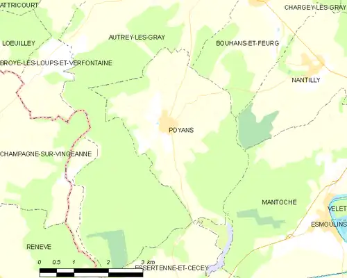 Detailkaart van de gemeente