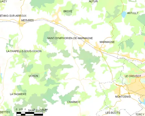 Detailkaart van de gemeente