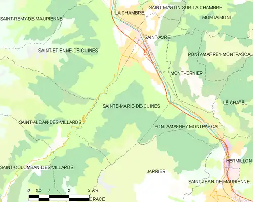 Detailkaart van de gemeente
