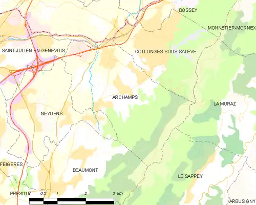 Detailkaart van de gemeente