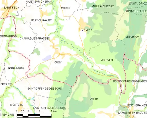 Detailkaart van de gemeente