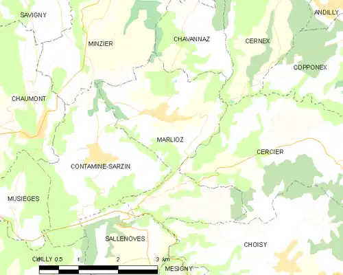 Detailkaart van de gemeente