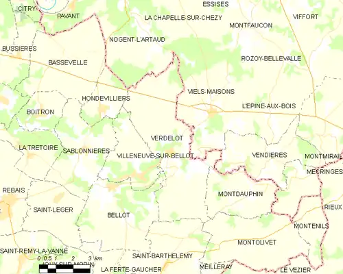 Detailkaart van de gemeente