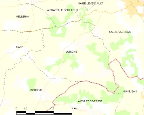 Detailkaart van de gemeente