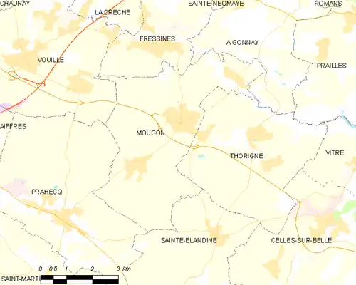 Detailkaart van de gemeente